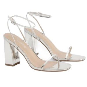 Boohoo Metallic Silver Strappy Heels